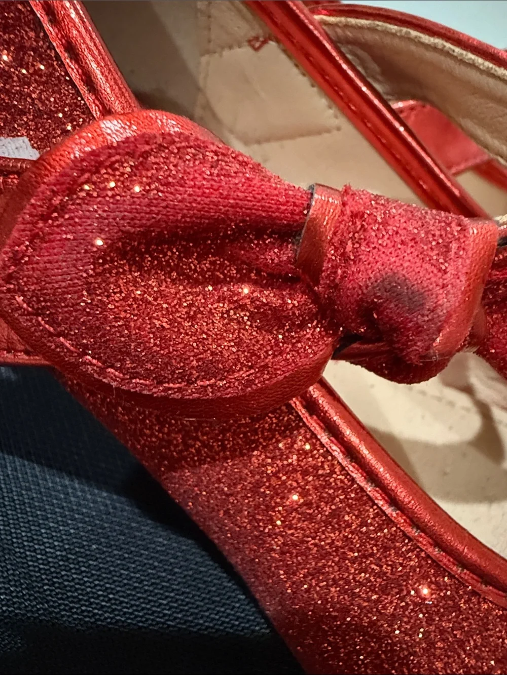 Red Glitter Mary Jane Flats with Bow Size 3 girls